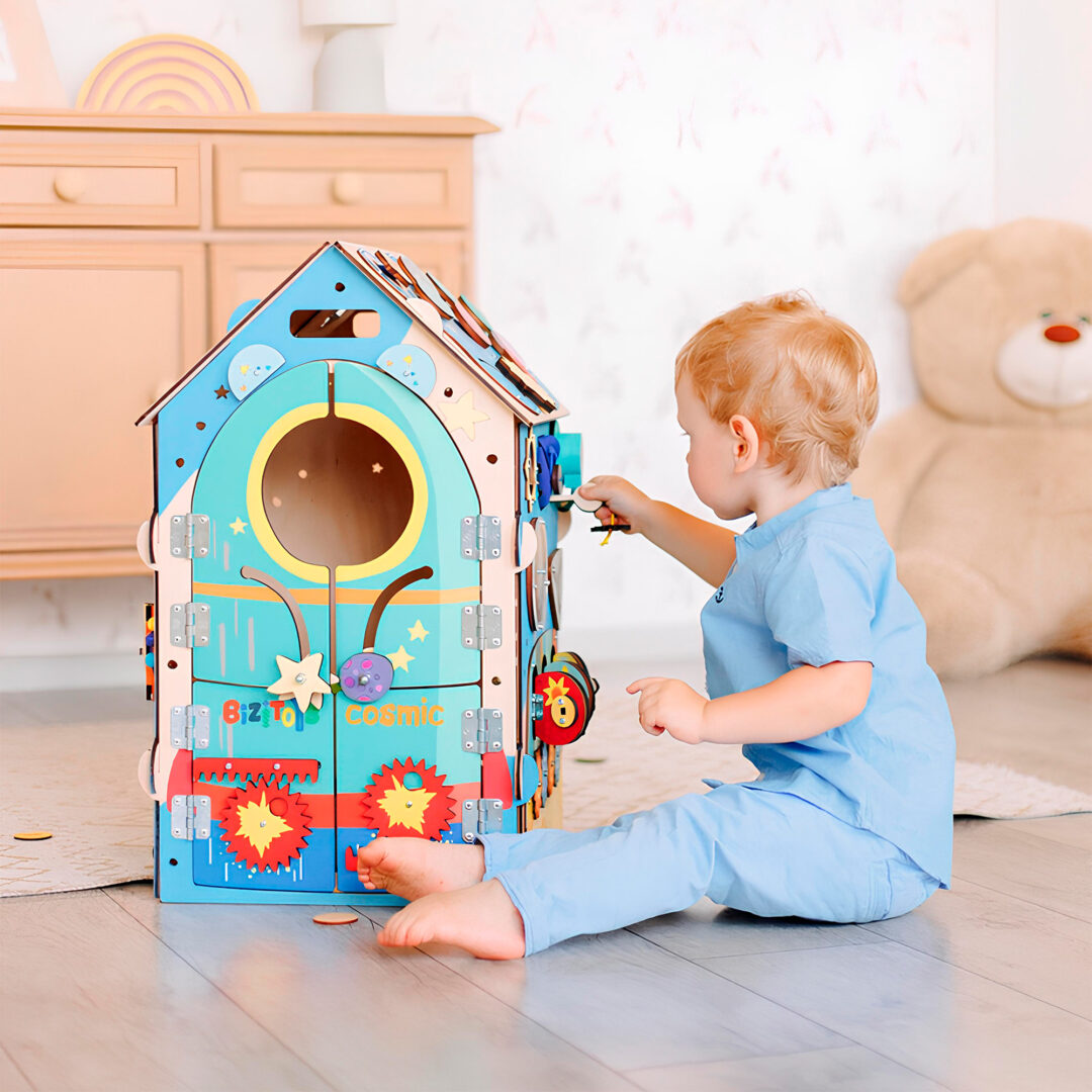 Birthday Gift for a toddler aged 9 months - 1 or 2 years-old, Busy Board Wooden Toy Logical thinking development