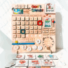 Personalized wooden Montessori calendar for kids, featuring emotion cards and daily routine tokens.